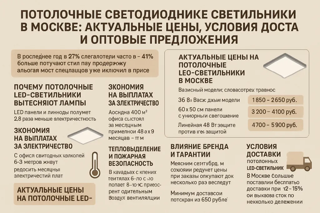 Потолочные LED-светильники в Москве: актуальные цены, условия доставки и оптовые предложения