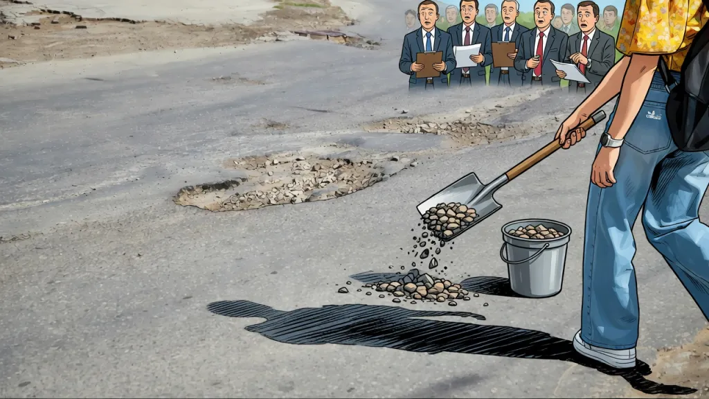 Жители Нижневартовска взялись за ямы сами. Власти обещают догнать!