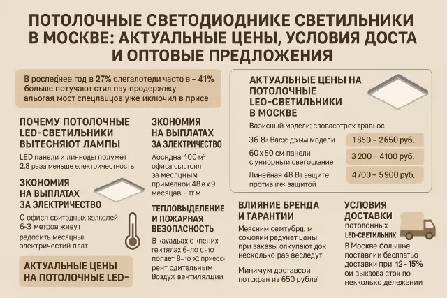 Потолочные LED-светильники в Москве: актуальные цены, условия доставки и оптовые предложения